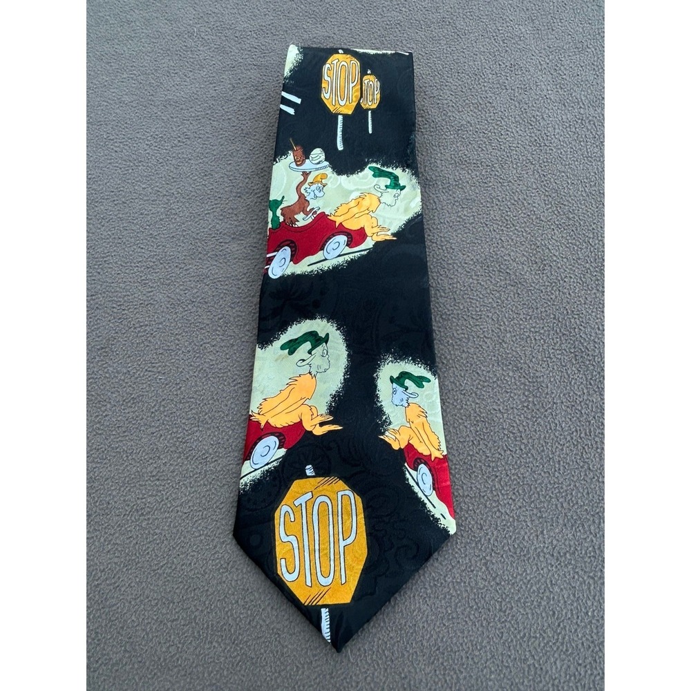 Necktie Dr. Seuss Green Eggs & Ham Stop Sign Vintage Novelty Tie
